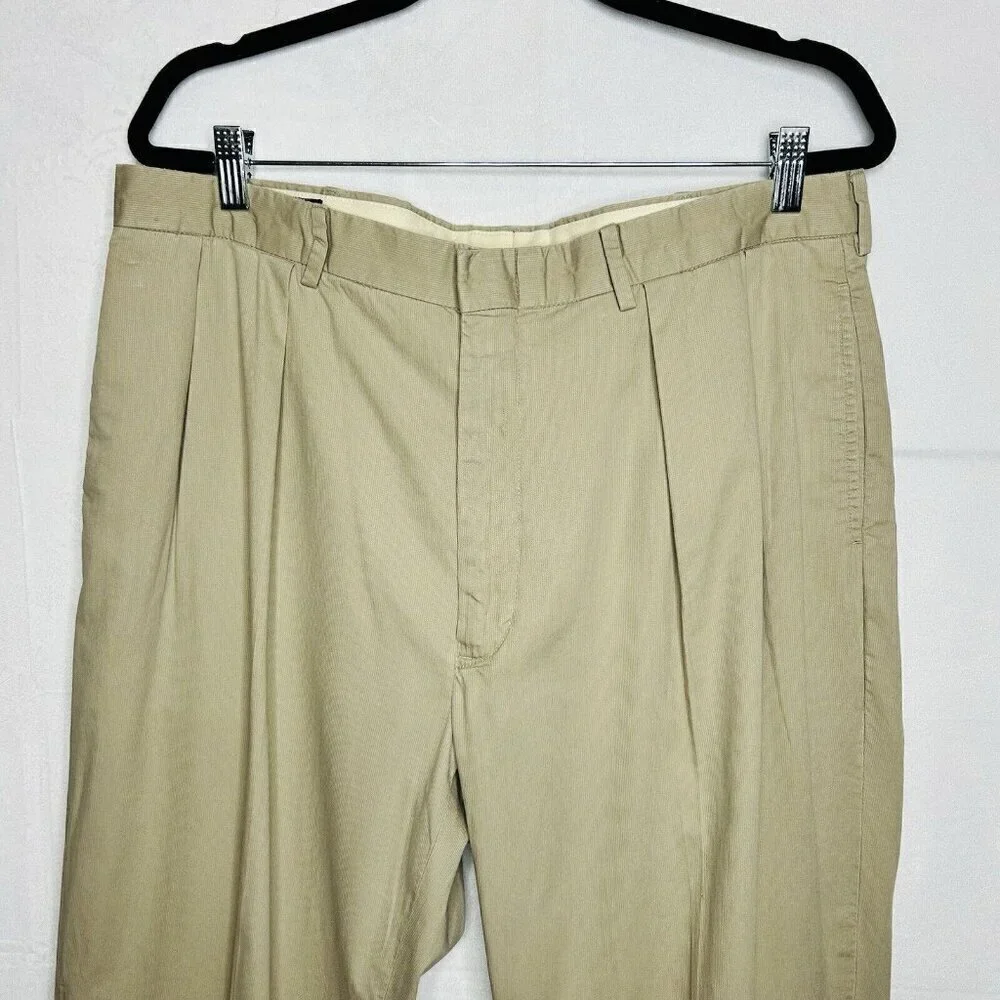 Polo Ralph Lauren Thin Corduroy Pleated Pants Men's Size 38x30 Tan Cuffed